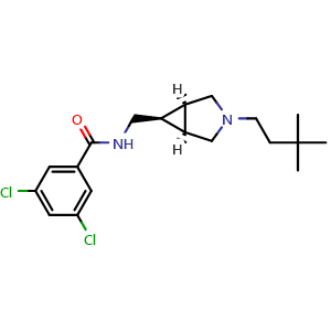 Chemical structure of rel-3,5-Dichloro-N-(((1R,5S,6s)-3-(3,3-dimethylbutyl)-3-azabicyclo[3.1.0]hexan-6-yl)methyl)benzamide , CAS 1346233-68-8, AChemBlock AD279779
