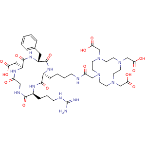 Chemical structure of DOTA-cyclo(RGDfK) , CAS 909024-55-1, AChemBlock AD279844