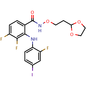 Chemical structure of PD0325901-O-C2-dioxolane , CAS 2581116-22-3, AChemBlock AD279893
