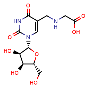 Chemical structure of Uridine-5-methylamino acetic acid , CAS 69181-26-6, AChemBlock AD279969