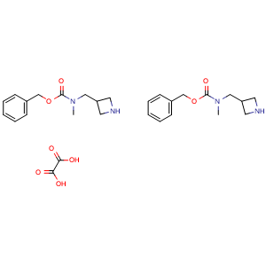 Chemical structure of benzyl (azetidin-3-ylmethyl)(methyl)carbamate hemioxalate , AChemBlock AD279983