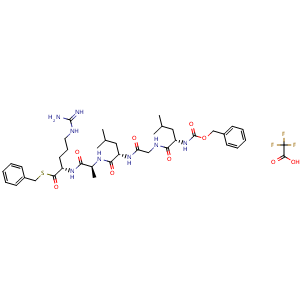 Chemical structure of Z-Leu-Gly-Leu-Ala Arg SBzl TFA salt , CAS 108113-27-5, AChemBlock AD279988