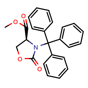 Chemical structure of Methyl (S)-2-oxo-3-trityloxazolidine-4-carboxylate , CAS 918149-10-7, AChemBlock AD280000
