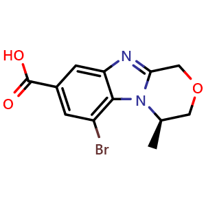 Chemical structure of (R)-6-bromo-4-methyl-3,4-dihydro-1H-benzo[4,5]imidazo[2,1-c][1,4]oxazine-8-carboxylic acid , CAS 2412972-34-8, AChemBlock AD280001