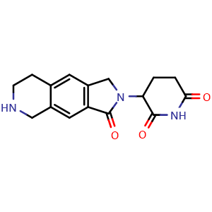 Chemical structure of 3-(3-Oxo-1,3,5,6,7,8-hexahydro-2H-pyrrolo[3,4-g]isoquinolin-2-yl)piperidine-2,6-dione , CAS 2616539-63-8, AChemBlock AD280004