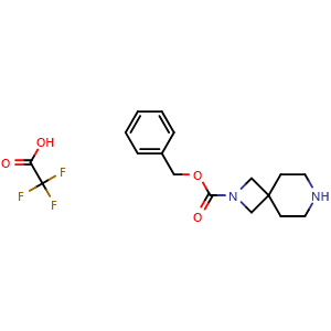 Chemical structure of Benzyl 2,7-diazaspiro[3.5]nonane-2-carboxylate 2,2,2-trifluoroacetate , CAS 2839672-43-2, AChemBlock AD280005