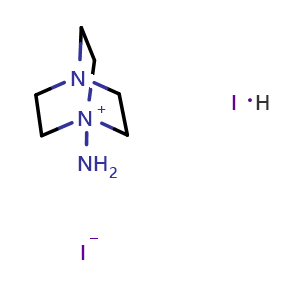 Chemical structure of 1-amino-1,4-diazabicyclo[2.2.2]octan-1-ium iodide hydroiodide , CAS 2411581-06-9, AChemBlock AD280009