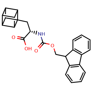 Chemical structure of (S)-2-((((9H-fluoren-9-yl)methoxy)carbonyl)amino)-3-(cuban-1-yl)propanoic acid , AChemBlock AD280020