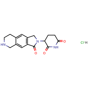 Chemical structure of 3-(3-oxo-1,3,5,6,7,8-hexahydro-2H-pyrrolo[3,4-g]isoquinolin-2-yl)piperidine-2,6-dione hydrochloride , AChemBlock AD280026
