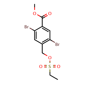 Chemical structure of Methyl 2,5-dibromo-4-(((ethylsulfonyl)oxy)methyl)benzoate , AChemBlock AD280027