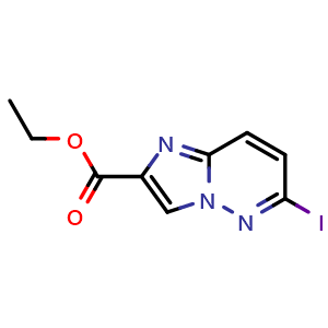 Chemical structure of Ethyl 6-iodoimidazo[1,2-b]pyridazine-2-carboxylate , CAS 1005786-10-6, AChemBlock AD280029
