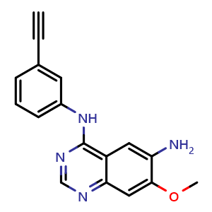 Chemical structure of N4-(3-Ethynylphenyl)-7-methoxyquinazoline-4,6-diamine , CAS 1012057-52-1, AChemBlock AD280034