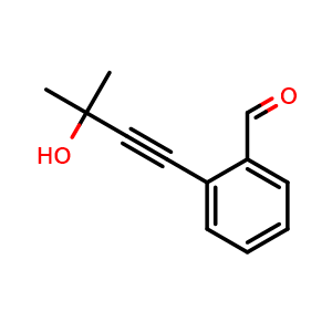 Chemical structure of 2-(3-Hydroxy-3-methylbut-1-yn-1-yl)benzaldehyde , CAS 114215-40-6, AChemBlock AD280041