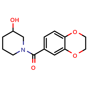 Chemical structure of (2,3-Dihydro-benzo[1,4]dioxin-6-yl)-(3-hydroxy-piperidin-1-yl)-methanone , CAS 1153231-92-5, AChemBlock AD280050