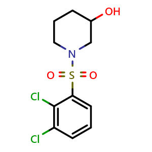 Chemical structure of 1-(2,3-Dichloro-benzenesulfonyl)-piperidin-3-ol , CAS 1153348-41-4, AChemBlock AD280051