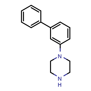Chemical structure of 1-(3-Biphenylyl)piperazine , CAS 115761-61-0, AChemBlock AD280052