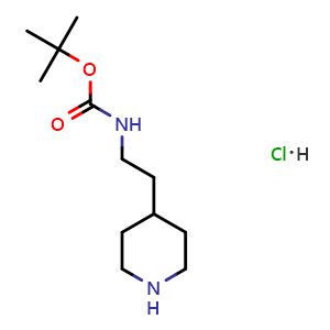 Chemical structure of tert-Butyl (2-(piperidin-4-yl)ethyl)carbamate hydrochloride , CAS 1159826-58-0, AChemBlock AD280055