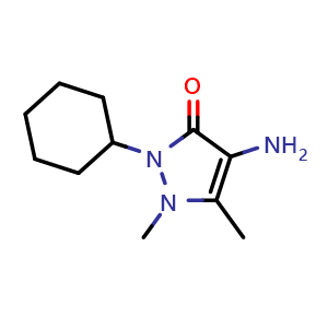 Chemical structure of 4-Amino-2-cyclohexyl-1,5-dimethyl-2,3-dihydro-1H-pyrazol-3-one , CAS 1248324-24-4, AChemBlock AD280062