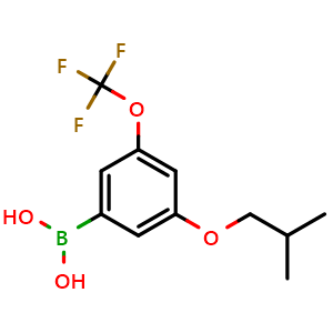 Chemical structure of (3-Isobutoxy-5-(trifluoromethoxy)phenyl)boronic acid , CAS 1256346-03-8, AChemBlock AD280066