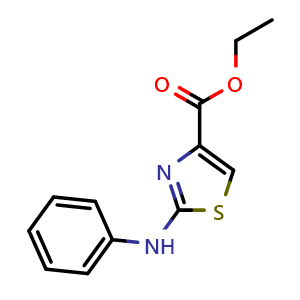Chemical structure of 2-Phenylamino-thiazole-4-carboxylic acid ethyl ester , CAS 126533-76-4, AChemBlock AD280075
