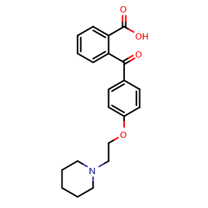 Chemical structure of 2-(4-(2-(Piperidin-1-yl)ethoxy)benzoyl)benzoic acid , CAS 130566-58-4, AChemBlock AD280077