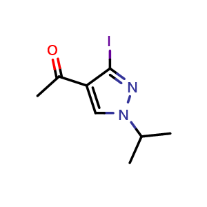 Chemical structure of 1-(3-Iodo-1-isopropyl-1H-pyrazol-4-yl)ethanone , CAS 1269440-49-4, AChemBlock AD280078