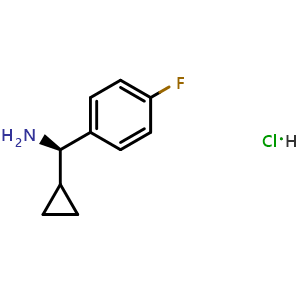 Chemical structure of (R)-Cyclopropyl(4-fluorophenyl)methanamine hydrochloride , CAS 1269437-73-1, AChemBlock AD280079