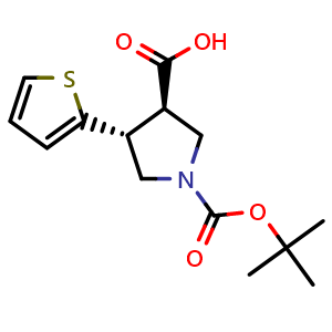 Chemical structure of rel-1-(1,1-Dimethylethyl) (3R,4R)-4-(2-thienyl)-1,3-pyrrolidinedicarboxylate , CAS 1330750-24-7, AChemBlock AD280091