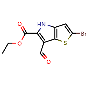 Chemical structure of Ethyl 2-bromo-6-formyl-4H-thieno[3,2-b]pyrrole-5-carboxylate , CAS 1221186-54-4, AChemBlock AD280096