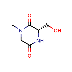 Chemical structure of (S)-3-(Hydroxymethyl)-1-methylpiperazine-2,5-dione , CAS 155225-26-6, AChemBlock AD280110