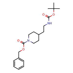 Chemical structure of 4-(2-tert-Butoxycarbonylaminoethyl)piperidine-1-carboxylic acid benzyl ester , CAS 1646785-89-8, AChemBlock AD280112