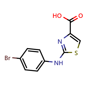 Chemical structure of 2-(4-Bromo-phenylamino)-thiazole-4-carboxylic acid , CAS 165682-80-4, AChemBlock AD280114