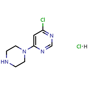 Chemical structure of 4-Chloro-6-piperazin-1-yl-pyrimidine hydrochloride , CAS 203519-89-5, AChemBlock AD280125
