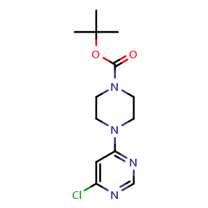 Chemical structure of tert-Butyl 4-(6-chloropyrimidin-4-yl)piperazine-1-carboxylate , CAS 203519-88-4, AChemBlock AD280126