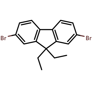 Chemical structure of 2,7-Dibromo-9,9-diethyl-9H-fluorene , CAS 197969-58-7, AChemBlock AD280129