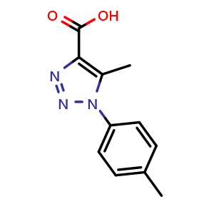 Chemical structure of 1H-1,2,3-Triazole-4-carboxylic acid, 5-methyl-1-(4-methylphenyl) , CAS 210159-05-0, AChemBlock AD280135