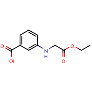 Chemical structure of 3-((2-Ethoxy-2-oxoethyl)amino)benzoic acid , CAS 23218-94-2, AChemBlock AD280137