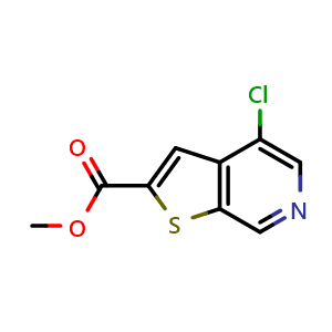 Chemical structure of 4-Chloro-thieno[2,3-c]pyridine-2-carboxylic acid methyl ester , CAS 251996-85-7, AChemBlock AD280138