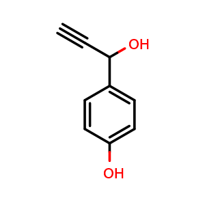 Chemical structure of alpha-Ethynyl-4-hydroxybenzenemethanol , CAS 276884-28-7, AChemBlock AD280141