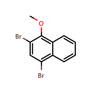 Chemical structure of 2,4-Dibromo-1-methoxynaphthalene , CAS 28768-94-7, AChemBlock AD280142