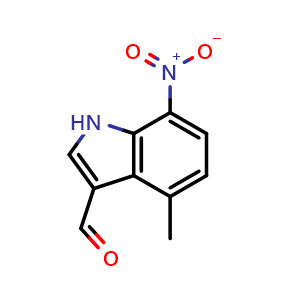 Chemical structure of 4-Methyl-7-nitro-1H-indole-3-carbaldehyde , CAS 289483-81-4, AChemBlock AD280144