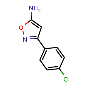 Chemical structure of 3-(4-Chlorophenyl)isoxazol-5-amine , CAS 33866-48-7, AChemBlock AD280167