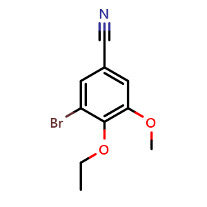 Chemical structure of 3-Bromo-4-ethoxy-5-methoxybenzonitrile , CAS 495396-35-5, AChemBlock AD280168