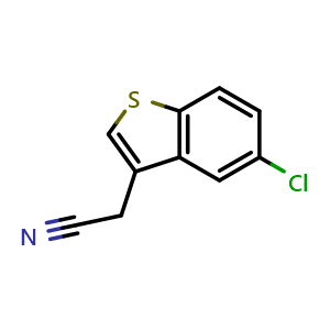 Chemical structure of 2-(5-Chlorobenzo[b]thiophen-3-yl)acetonitrile , CAS 23799-60-2, AChemBlock AD280175