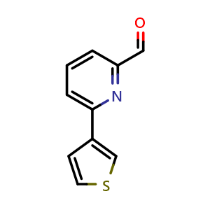 Chemical structure of 6-(3-Thienyl)pyridine-2-carboxaldehyde , CAS 834884-76-3, AChemBlock AD280176