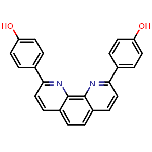 Chemical structure of 4,4'-(1,10-Phenanthroline-2,9-diyl)diphenol , CAS 88498-43-5, AChemBlock AD280190