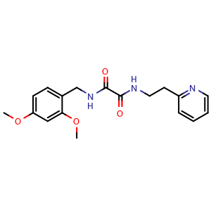 Chemical structure of N1-(2,4-Dimethoxybenzyl)-N2-[2-(2-Pyridin-2-yl)ethyl]oxalamide , CAS 745047-53-4, AChemBlock AD280208