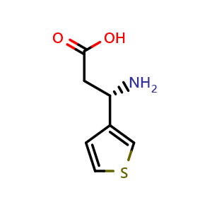 Chemical structure of (S)-3-Amino-3-(thiophen-3-yl)propanoic acid , CAS 773050-73-0, AChemBlock AD280212