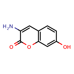 Chemical structure of 3-Amino-7-hydroxy-2H-chromen-2-one , CAS 79418-41-0, AChemBlock AD280219
