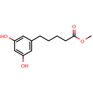 Chemical structure of Methyl 5-(3,5-dihydroxyphenyl)pentanoate , CAS 71186-11-3, AChemBlock AD280220